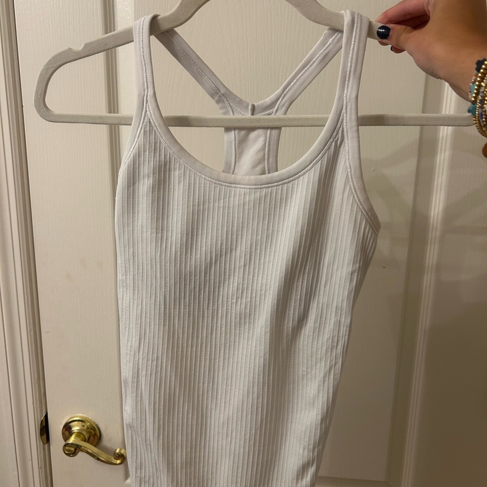 White Ribbed Tank Top - Picture 2 of 3